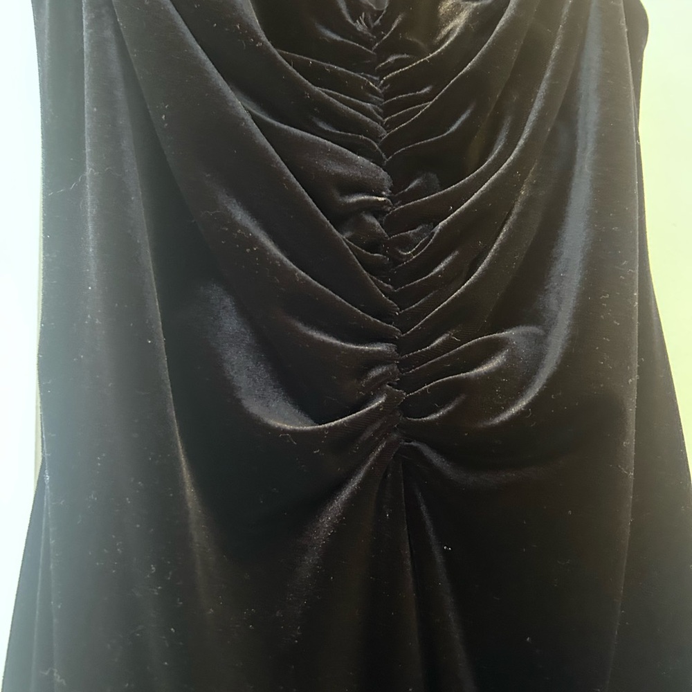 Onyx Black Velvet V-Neck Maxi Dress Vintage - Picture 4 of 9